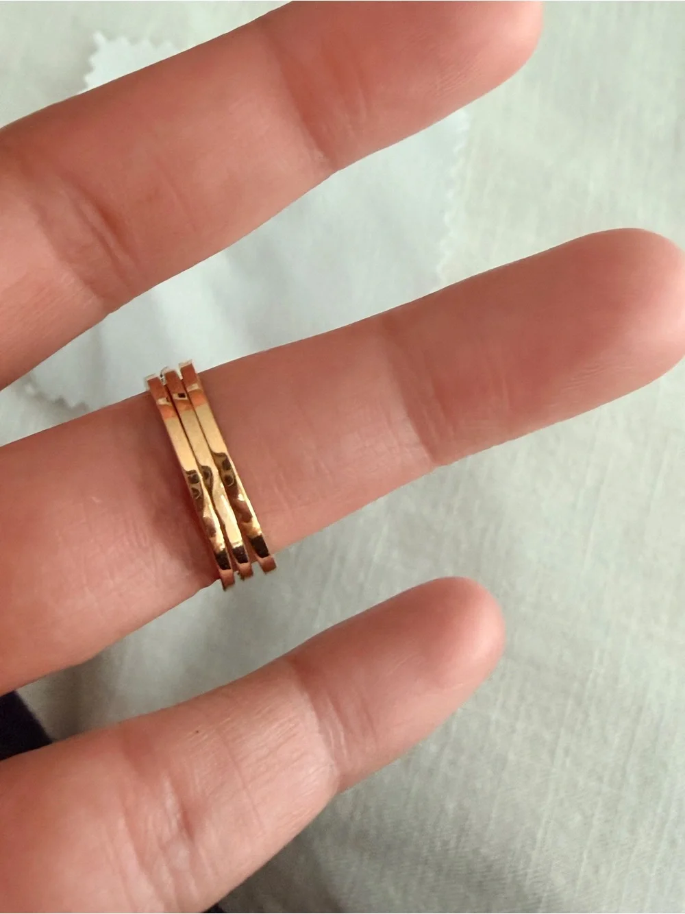 Emerald Green 3 Stack Rings - Gold - Picture 5 of 5